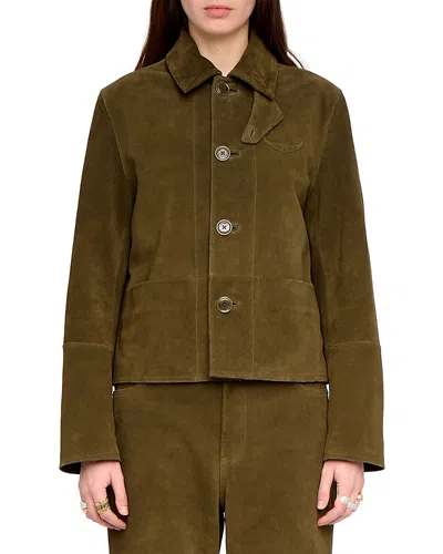 Zadig & Voltaire Lessa Heavy Suede Jacket In Green
