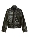 Zadig & Voltaire Liam Button Leather Jacket In Green