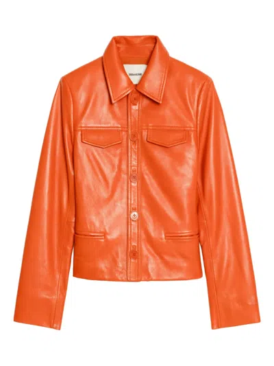 Zadig & Voltaire Liam Buttoned Jacket In Orange