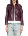 Zadig & Voltaire Liam Leather Jacket In Burgundy