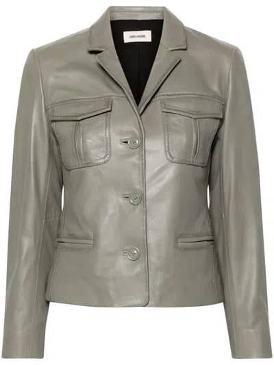 Zadig & Voltaire Liams Leather Blazer In Green