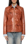 Zadig & Voltaire Womens Burn Lienna Patch-pocket Slim-fit Leather Jacket In Brown