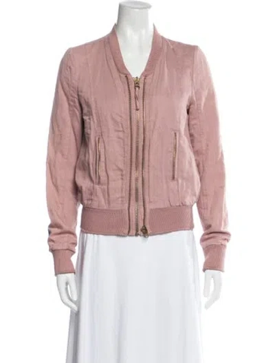 Pre-owned Zadig & Voltaire Linen Bomber Jacket In Pink