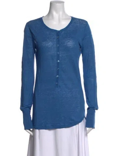 Pre-owned Zadig & Voltaire Linen Crew Neck Sweater In Blue
