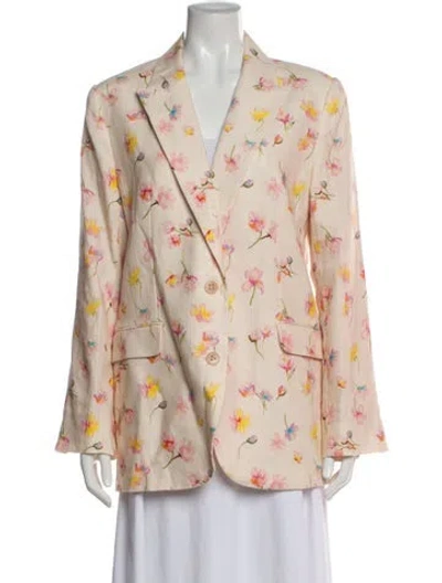 Pre-owned Zadig & Voltaire Linen Floral Print Blazer In Neutral