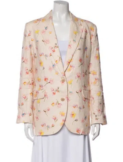 Pre-owned Zadig & Voltaire Linen Floral Print Blazer In Neutral
