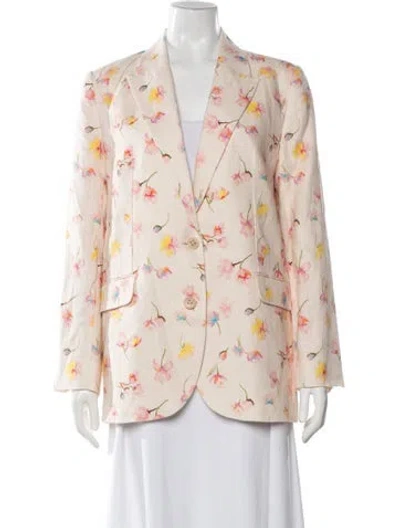 Pre-owned Zadig & Voltaire Linen Floral Print Blazer In Neutral