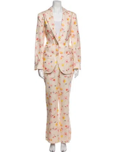 Pre-owned Zadig & Voltaire Linen Floral Print Pantsuit In Neutral