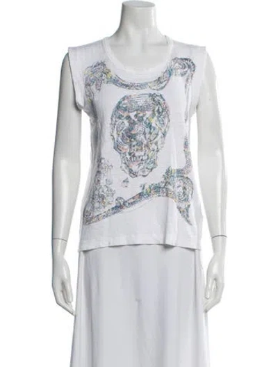 Pre-owned Zadig & Voltaire Linen Graphic Print T-shirt In White