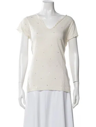 Pre-owned Zadig & Voltaire Linen Graphic Print T-shirt In White