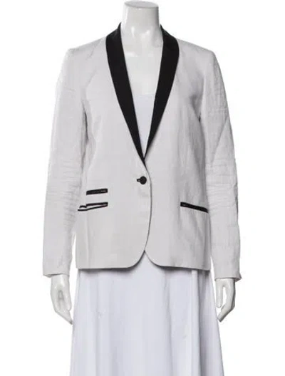 Pre-owned Zadig & Voltaire Linen Patterned Blazer In Gray