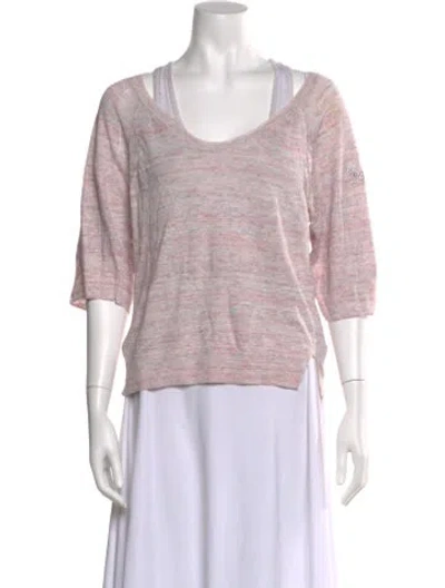 Pre-owned Zadig & Voltaire Linen Scoop Neck Sweater In Pink