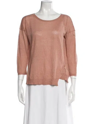 Pre-owned Zadig & Voltaire Linen Scoop Neck Sweater In Pink