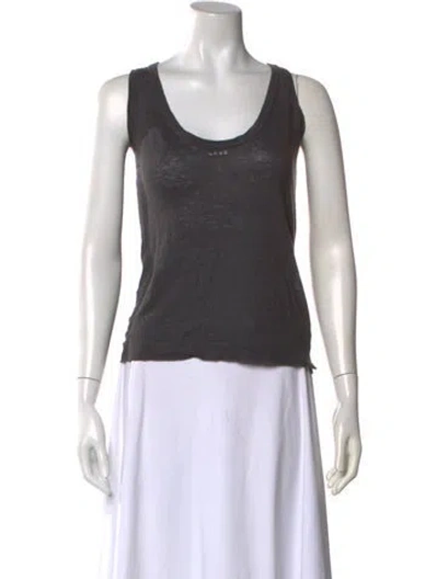 Pre-owned Zadig & Voltaire Linen Scoop Neck Top In Gray