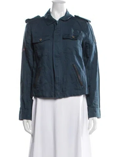 Pre-owned Zadig & Voltaire Linen Utility Jacket In Blue