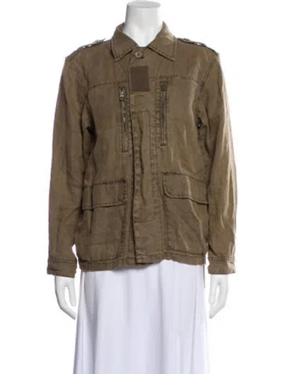 Pre-owned Zadig & Voltaire Linen Utility Jacket In Green