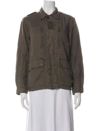 Pre-owned Zadig & Voltaire Linen Utility Jacket In Green
