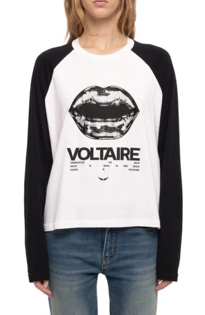 Zadig & Voltaire Lips Graphic Raglan Sleeve T-shirt In Black