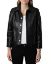 Zadig & Voltaire Litchi Cuir Lisse Leather Jacket In Black