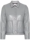 Zadig & Voltaire Litchi Leather Jacket In Grey