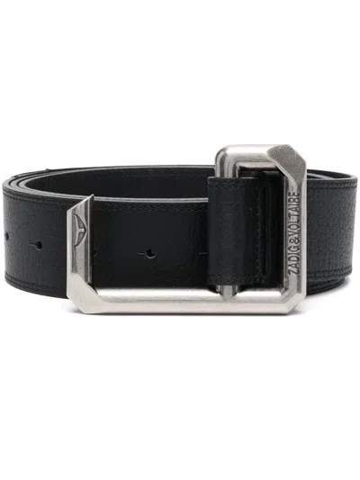 Zadig & Voltaire Logo Buckle Belt In Black