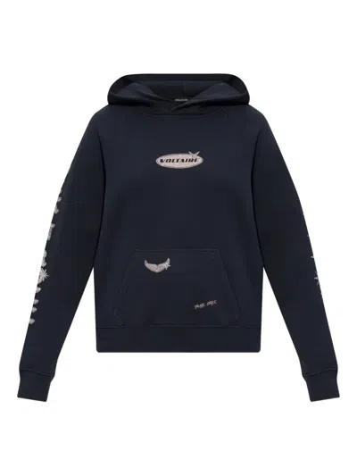 Zadig & Voltaire Logo Detail Hoodie In Blue