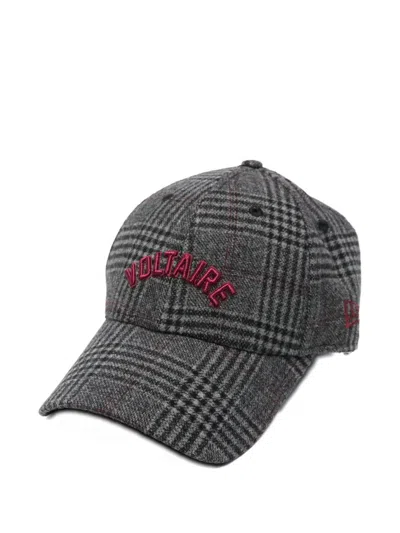 Zadig & Voltaire Logo-embroidered Checked Cap In Gray