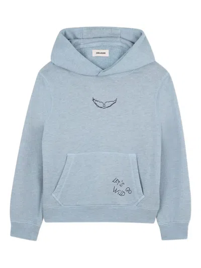 Zadig & Voltaire Kids' Logo-embroidered Hoodie In Blue