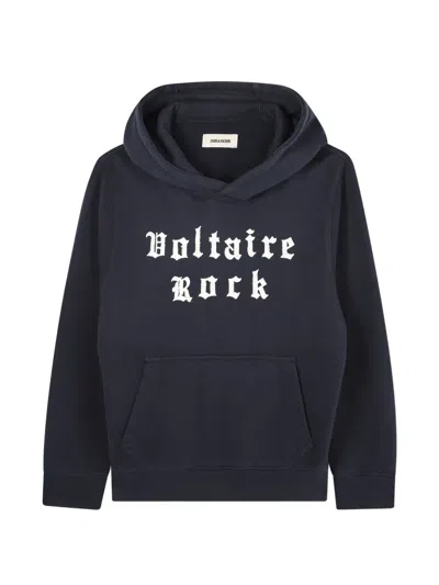 Zadig & Voltaire Kids' Logo-embroidered Hoodie In Blue