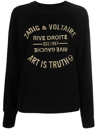 ZADIG & VOLTAIRE LOGO-EMBROIDERED ORGANIC-COTTON SWEATSHIRT