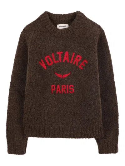 Zadig & Voltaire Pullover Mit Logo-intarsien In Brown