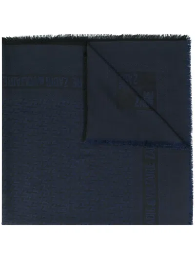 Zadig & Voltaire Logo Jacquard Sarf In Blue