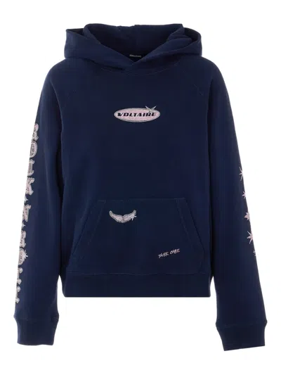 Zadig & Voltaire Logo-lettering Hoodie In Blue