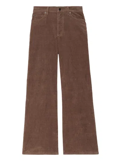 Zadig & Voltaire Logo-patch Wide-leg Trousers In Brown