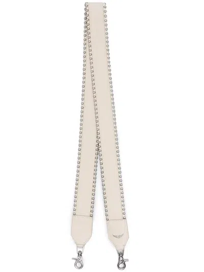 Zadig & Voltaire Logo-plaque Leather Bag Strap In Neutrals
