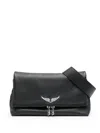 Zadig & Voltaire Logo-plaque Leather Shoulder Bag In Black