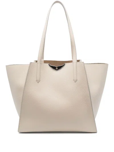 Zadig & Voltaire Logo-plaque Leather Tote Bag In Weiss