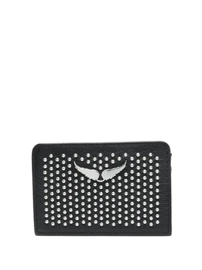 Zadig & Voltaire Zv Pass Dotted Swiss Card Holder In Black