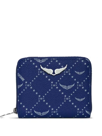 Zadig & Voltaire Logo-plaque Zip Wallet In Blue