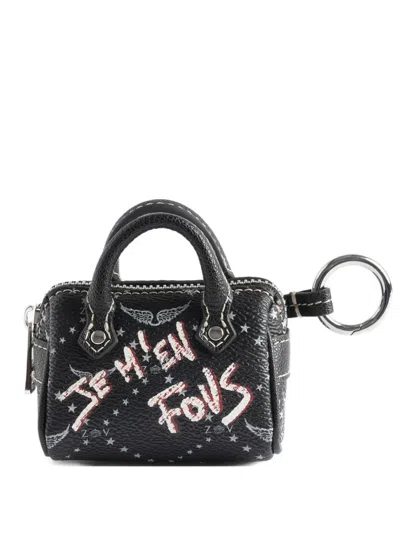 Zadig & Voltaire Logo-print Bag-shap Keyring In Black
