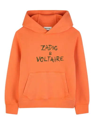 Zadig & Voltaire Kids' Logo-print Hoodie In Orange