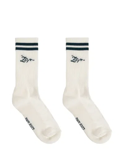 Zadig & Voltaire Logo-embroidered Striped Socks In White