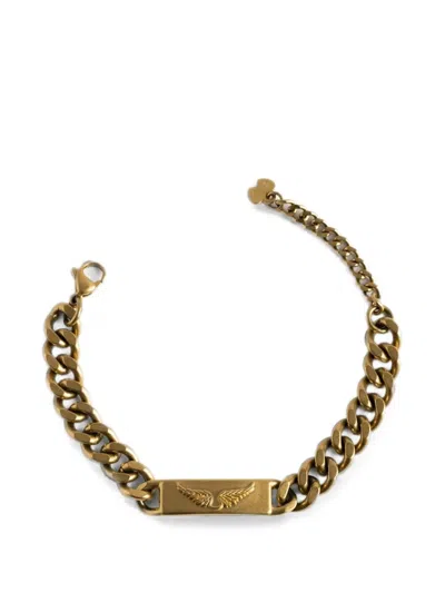 Zadig & Voltaire Logo-engraved Chain-link Bracelet In Gold