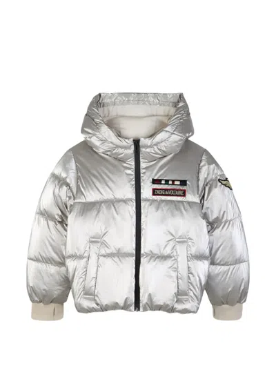 Zadig & Voltaire Kids' Logo-patch Padded Jacket In Metallic