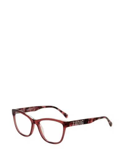 Zadig & Voltaire Logo-plaque Square-frame Glasses In Brown