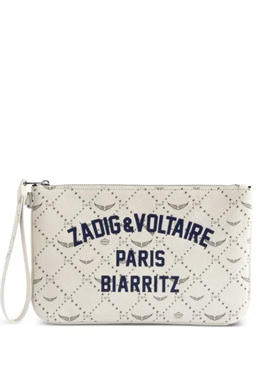 Zadig & Voltaire Logo-print Clutch Bag In Neutral