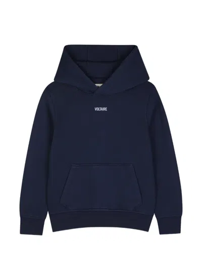 Zadig & Voltaire Kids' Logo-print Cotton Hoodie In Blue