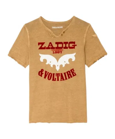 Zadig & Voltaire Kids' Logo-print Frayed-edge T-shirt In Brown