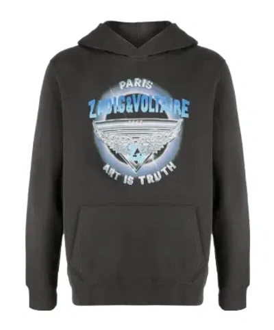 Zadig & Voltaire Logo-print Organic Cotton-blend Hoodie In Black