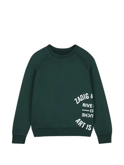 Zadig & Voltaire Kids' Logo-print Raglan-sleeve Sweatshirt In Green